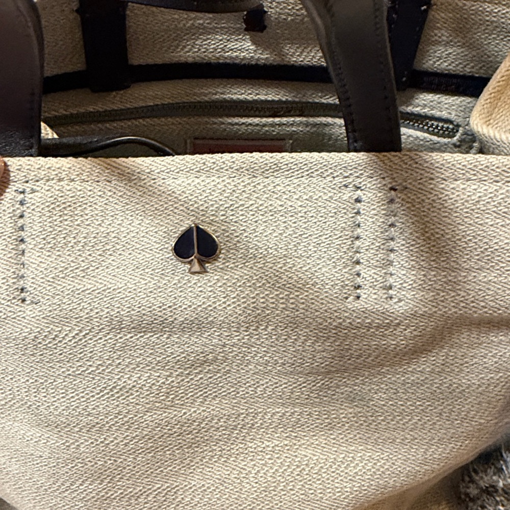 Kate Spade light denimTote with navy blue Handles - Picture 3 of 8